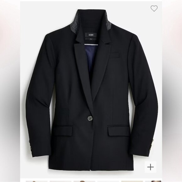 J.Crew Willa Italian City Wool Blazer Jacket Plus Size 20 Black BK020 - Picture 8 of 13